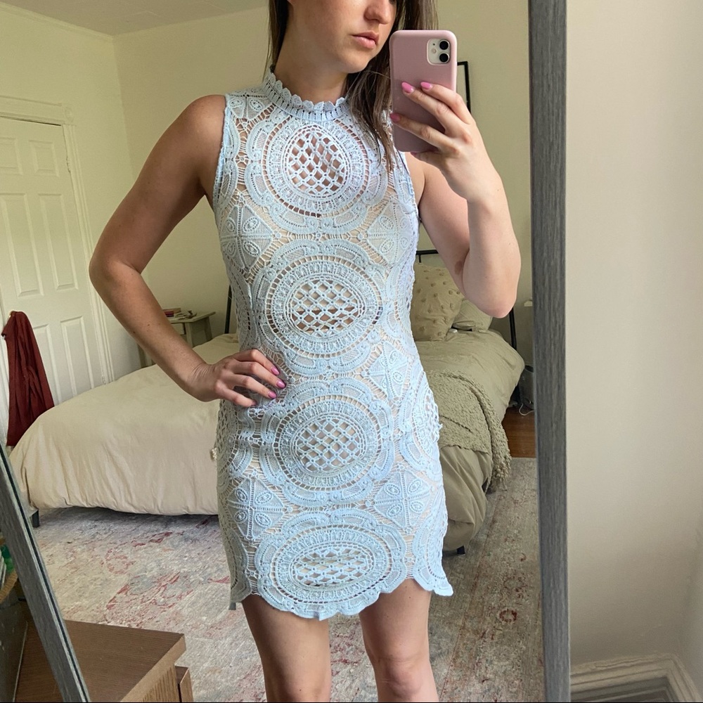 Baby Blue Crochet Dress